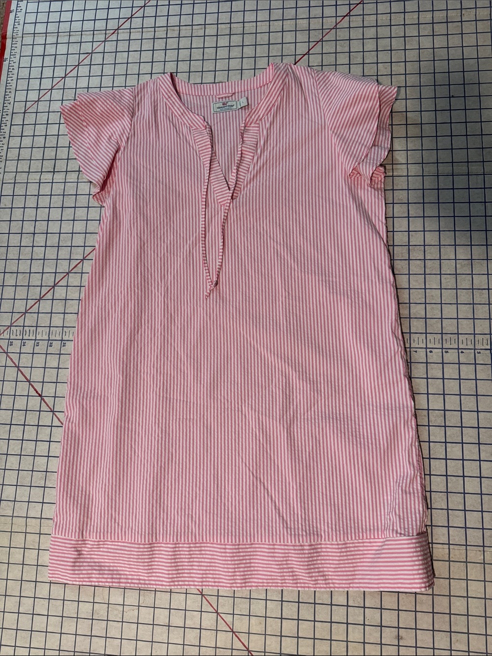 Vineyard Vines Pink and White Striped Cap Sleeve Dress